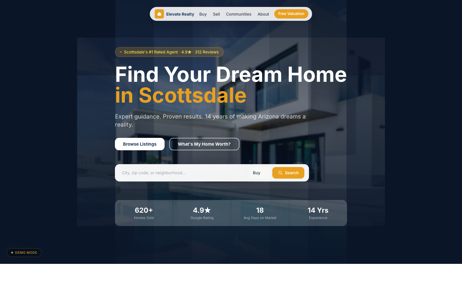 AI real estate website demo built by AYN AI